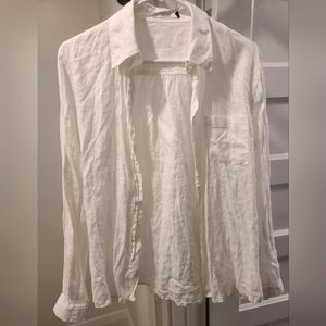 Linen Shirt/Blouse - White, Medium, Women
